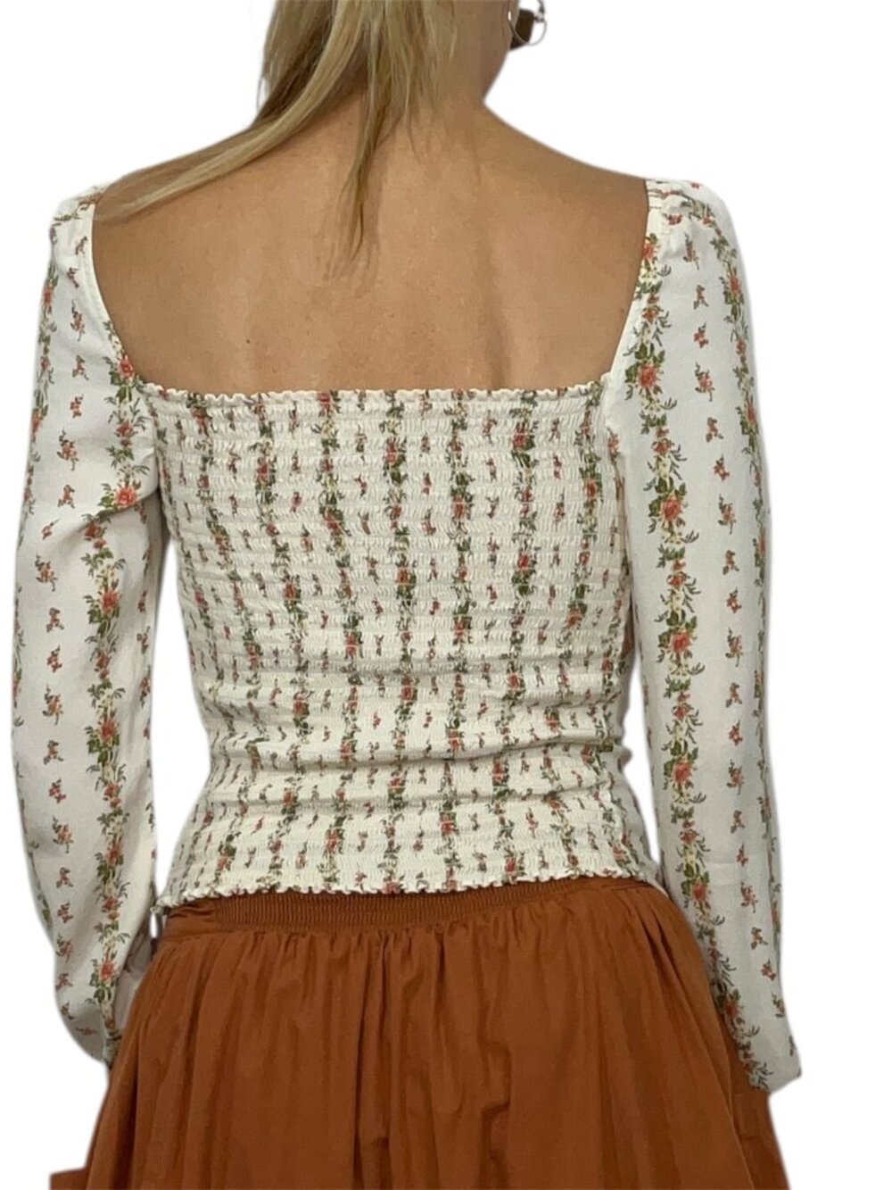 Reformation Floral Reign Top Blouse 6 Cream Romantic DEFECT - Picture 3 of 16